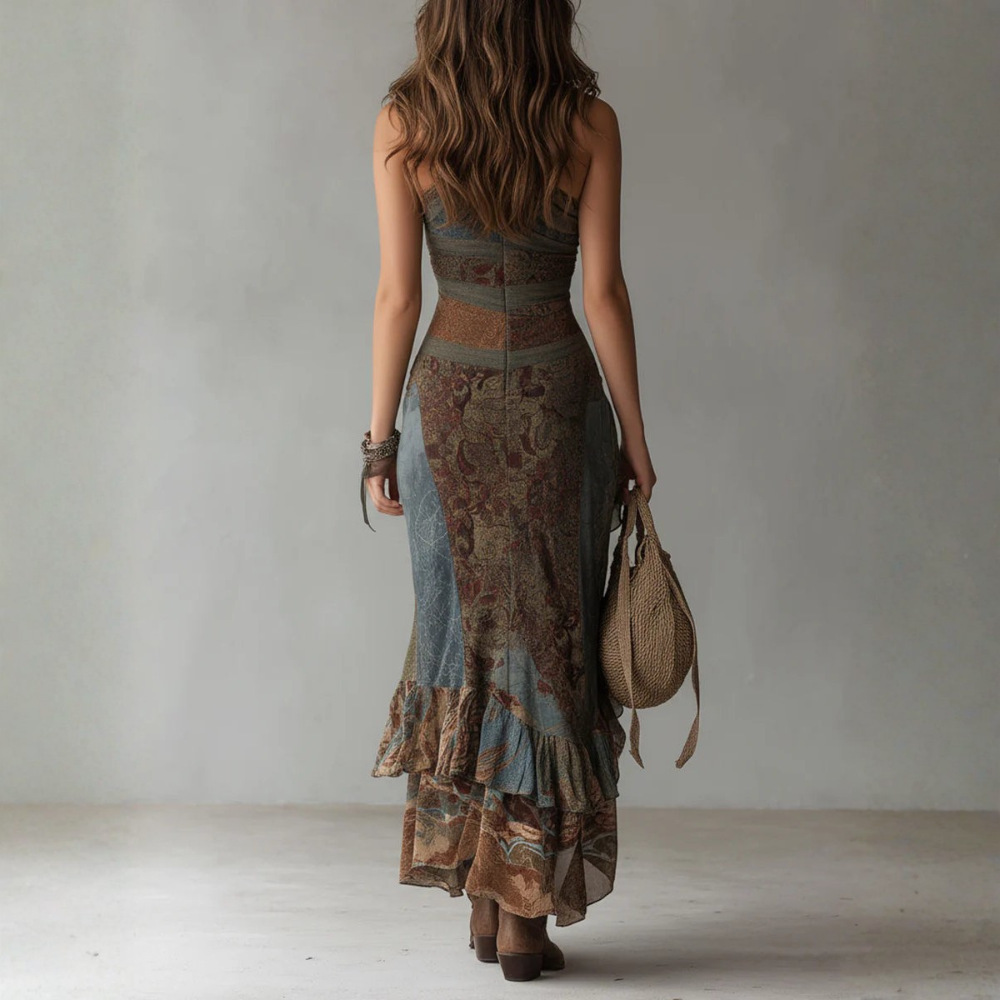 LUDOVICA - VESTIDO DE UN HOMBRO ÉTNICO