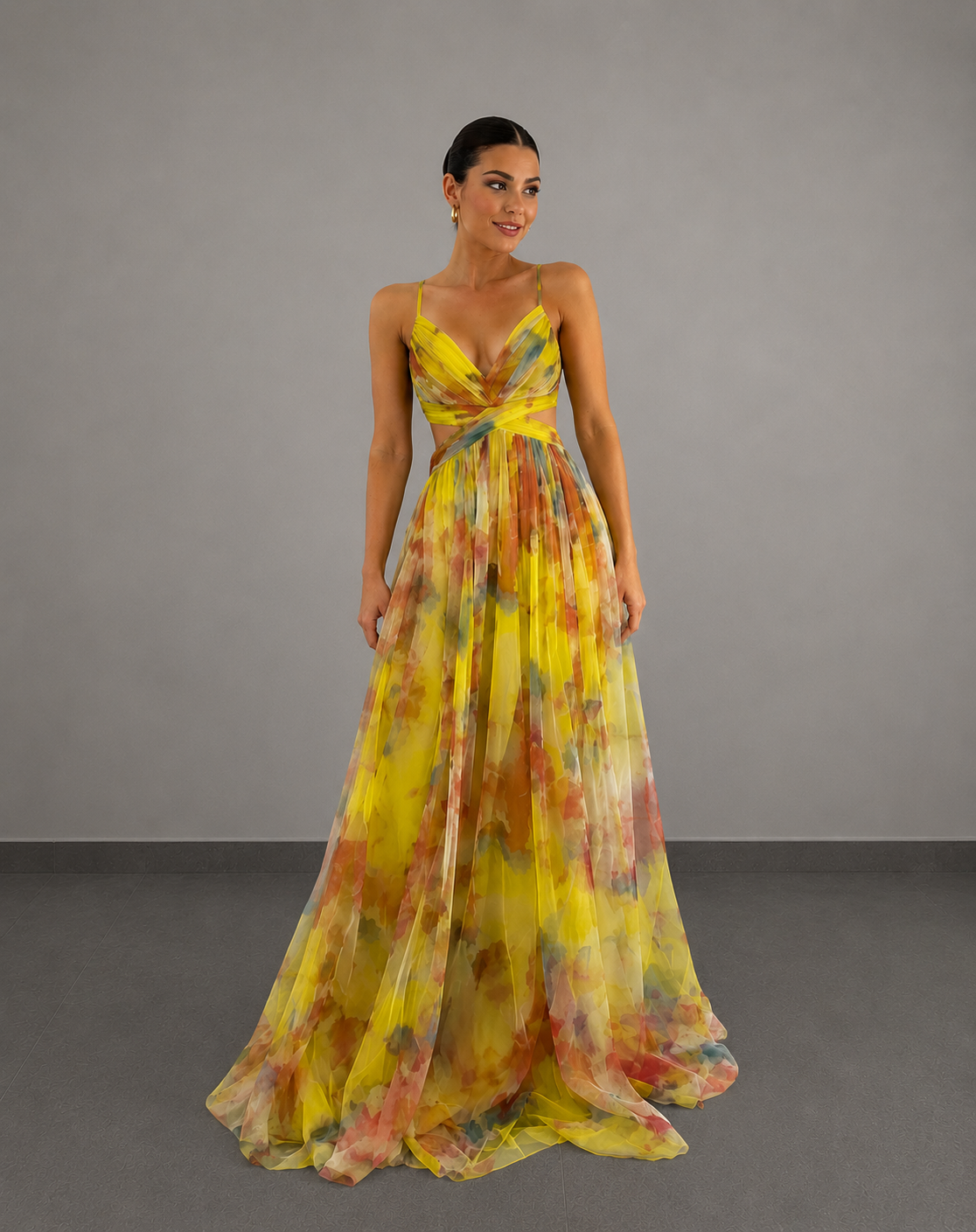 AROA™ | VESTIDO LARGO FASCINANTE CON ESTAMPADO FLORAL
