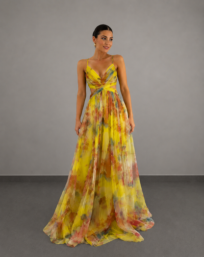 AROA™ | VESTIDO LARGO FASCINANTE CON ESTAMPADO FLORAL