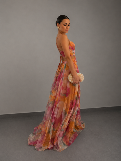 AROA™ | VESTIDO LARGO FASCINANTE CON ESTAMPADO FLORAL