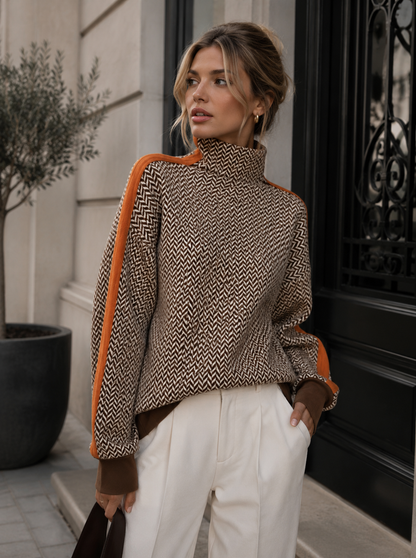 LUCÍA™ | JERSEY DE CUELLO ALTO CON RAYAS