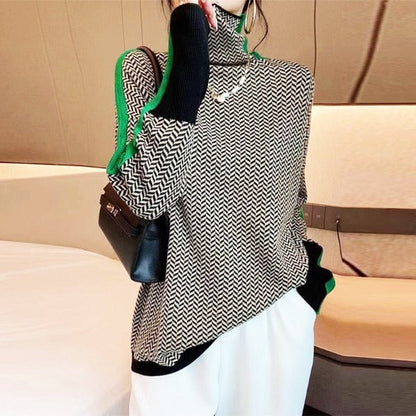 LUCÍA™ | JERSEY DE CUELLO ALTO CON RAYAS