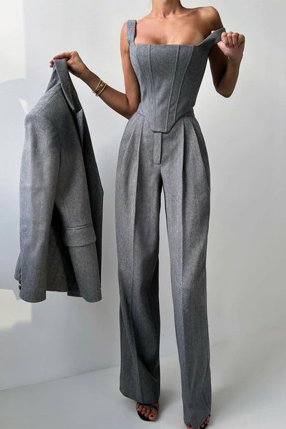 CELIA™ | CONJUNTO DE TRES PIEZAS CON BLAZER CRUZADO