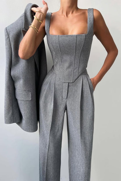 CELIA™ | CONJUNTO DE TRES PIEZAS CON BLAZER CRUZADO